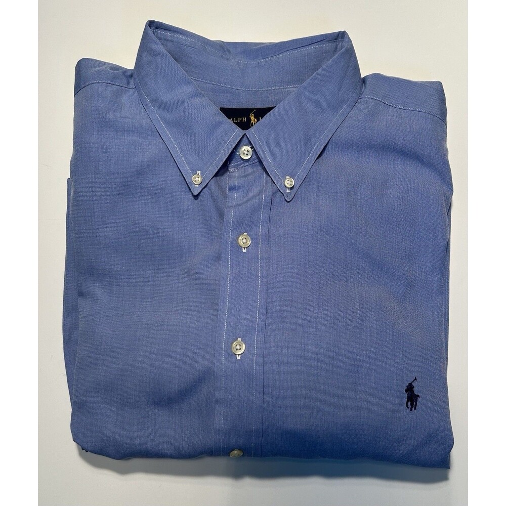 Ralph Lauren Men’s Blue Dress Shirt Button Down Pony Size 2XB XXL 17.5/38